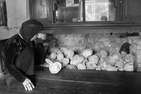 HAI DUONG, VIETNAM, February, 19: Archaeologist make excavation Chu Dau ceramic on February, 19, 2013 in Hai Duong, Vietnam. Chu Dau ceramic from the 13th century, famous in the world with unique productのeditorial素材