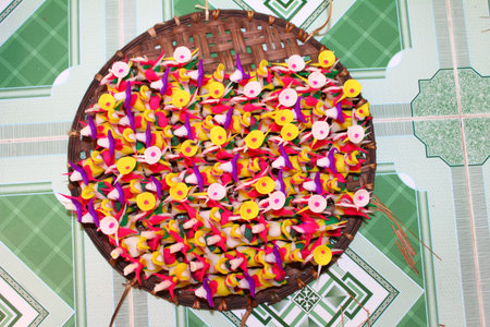 Tohe, the traditional toys in Vietnam made by colored rice powderの写真素材