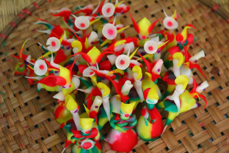 Tohe, the traditional toys in Vietnam made by colored rice powderの写真素材