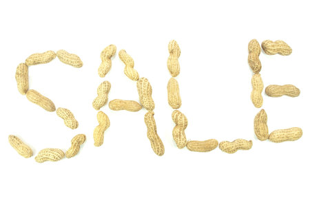 Peanuts arranged to form the word sale