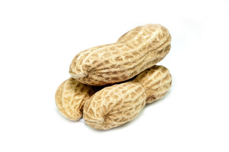 Three piece of peanuts stack together on top of each other