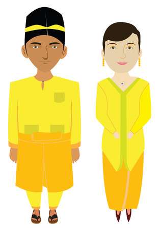 Malaysia Malays Traditional Costume Illustrationのイラスト素材