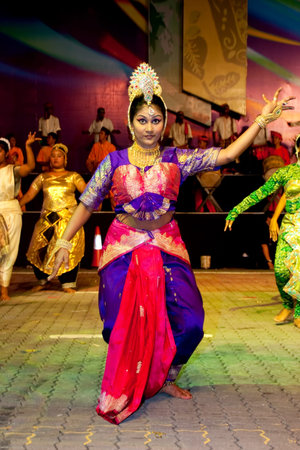 KUALA LUMPUR, MALAYSIA-MAY 20:Participant performing a tradisional indian dance at the rehearsal of...