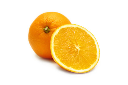 Two oranges on a white backgroundの写真素材