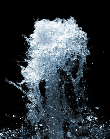 fragment of waterfall isolated on blackの写真素材