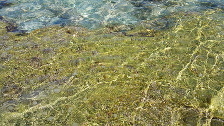 Clear sea water near the coast of Mallorca, natural backgroundの写真素材
