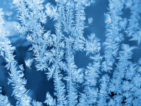Ice pattern on winter glass natural backgroundの写真素材