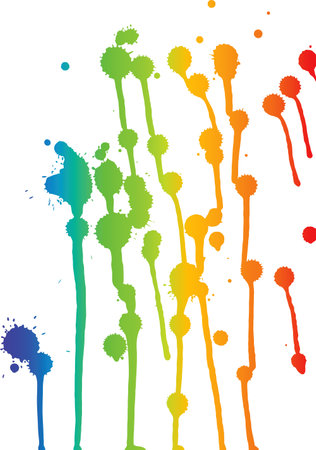 White background with bright color dropsのイラスト素材