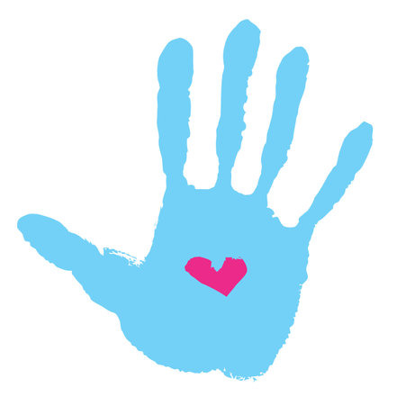 vector abstract handprint with love symbolのイラスト素材