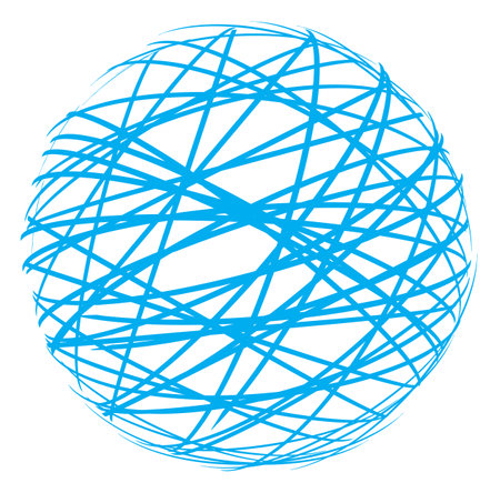 abstract sphere from blue lines on white backgroundのイラスト素材