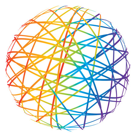 abstract sphere from color lines on white backgroundのイラスト素材
