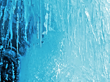 Close-up of blue ice, natural textureの写真素材