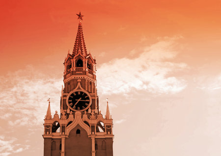 Spasskaya tower of Moscow Kremlin, Russiaの写真素材