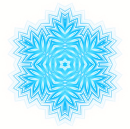 White background with abstract blue shape like a snowflakeの写真素材