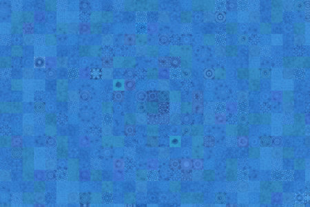 Blue background with abstract bright mosaic pattern