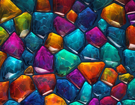 Abstract background of bright multi-colored glass stones, generative aiの写真素材