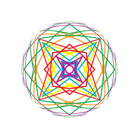 Abstract round shape with colorful lines pattern on white backgroundの写真素材