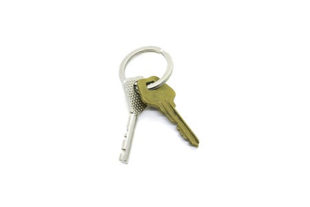 Two keys on the ring isolated on white background