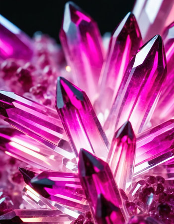 Cluster of transparent colorful crystals, close-up abstract backgroundの写真素材