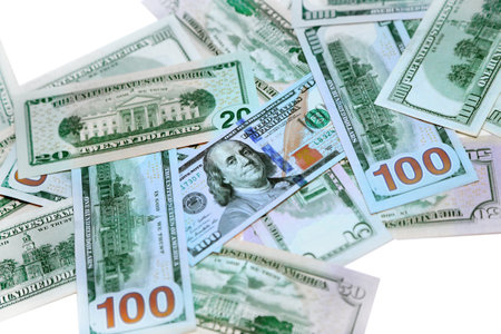 Dollars USA isolated on white backgroundの写真素材