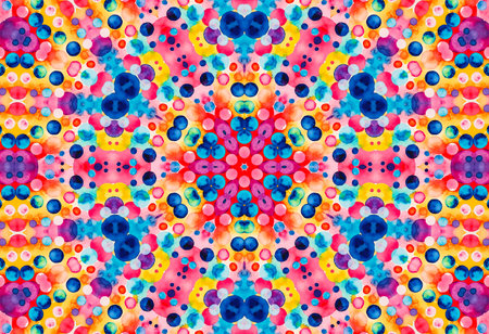 Abstract watercolor background with bright colorful concentric pattern for designの写真素材