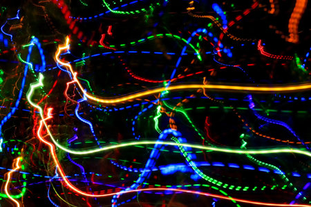 Abstract background with pattern from colorful traces or trajectory of lights