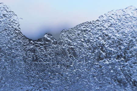 Macro of ice on glass background, natural textureの写真素材