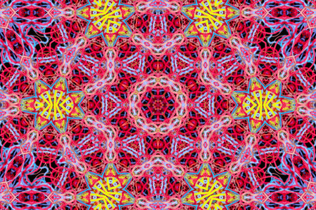 Abstract pattern of bright multicolored threads on a black background