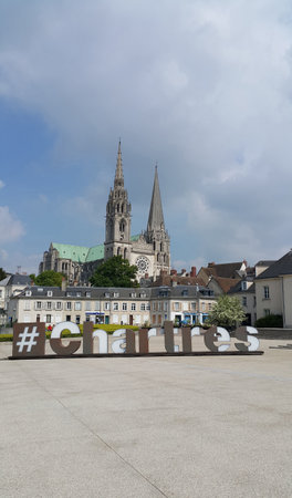 Famous Cathedral de Chartres, Franceの写真素材