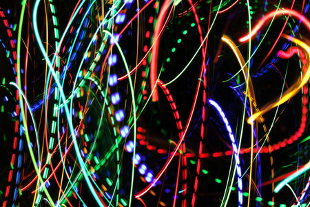 Abstract background with colorful motion bright blurred lights