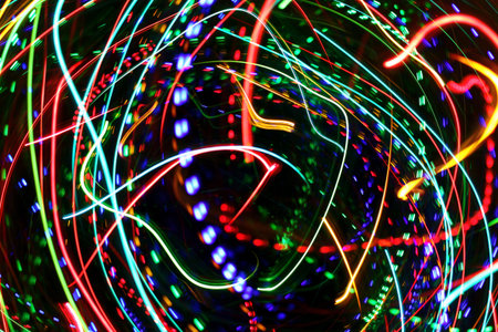 Abstract background with colorful motion bright blurred lights