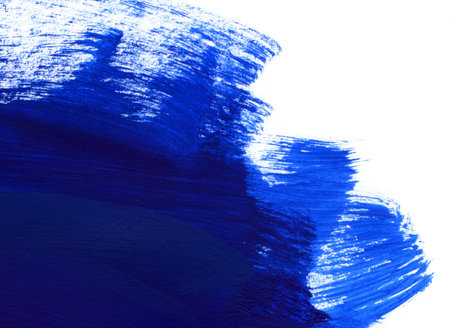 Bright blue and dark blue paint on white, hand drawn background