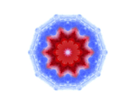 Bright abstract blue and red watercolor shape on white backgroundの写真素材