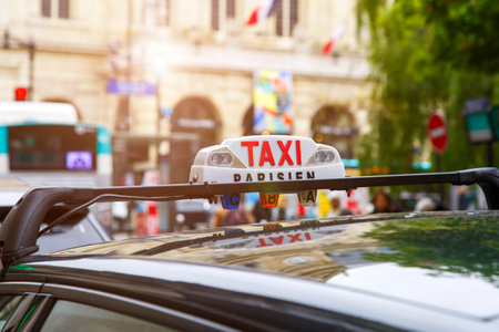 Sign of taxicab in Paris, Franceの写真素材