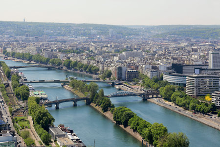Aerial view from Eiffel Tower on Paris, France