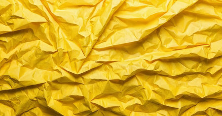 Background made of crumpled yellow paper, texture for design