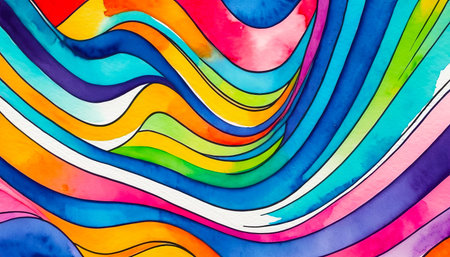 Bright multicolor background with wavy colorful abstract pattern for design