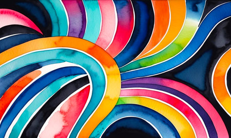 Bright colorful watercolo background, abstract stripes pattern for designの写真素材