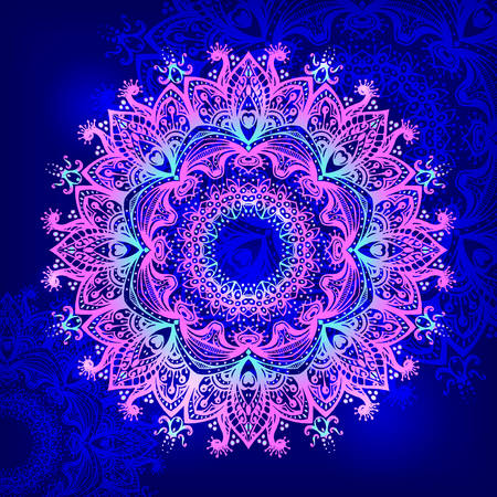 Vector mandala. Beautiful illustration for card or t-shirt. Sacred geometry ethnic indian decor element. Round ornament pattern.  Oriental motif.のイラスト素材