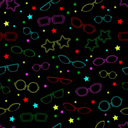 Seamless pattern with hipsterdisco stylish glasses framesのイラスト素材
