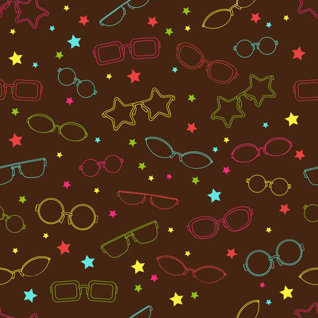 Seamless pattern with hipster retro stylish glasses framesのイラスト素材