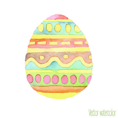 Vector isolated watercolor hand drawn Easter eggのイラスト素材