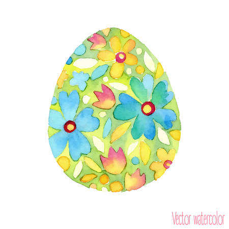 Vector isolated watercolor hand drawn Easter eggのイラスト素材