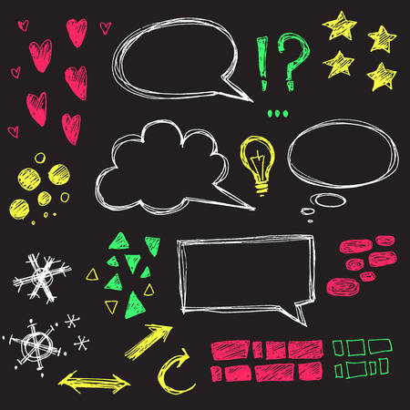 Vector collection of hand drawn sketchy elements. Speech bubblesのイラスト素材