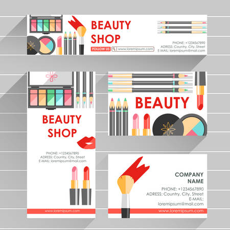 Vector flat ready design template for makeup artist, makeup studのイラスト素材