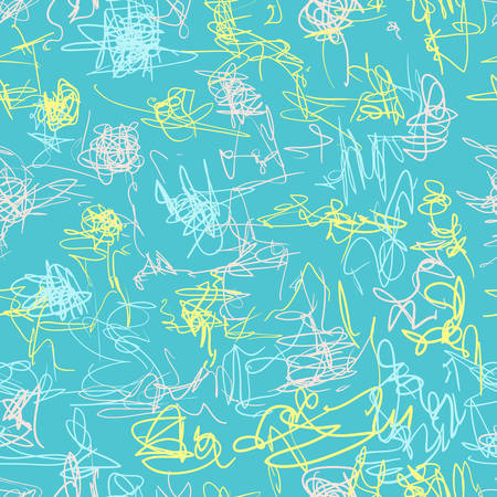 Seamless vector pattern. Scrapbooking, background, wrapping paper. Chaotic scribbles Kids drawnのイラスト素材