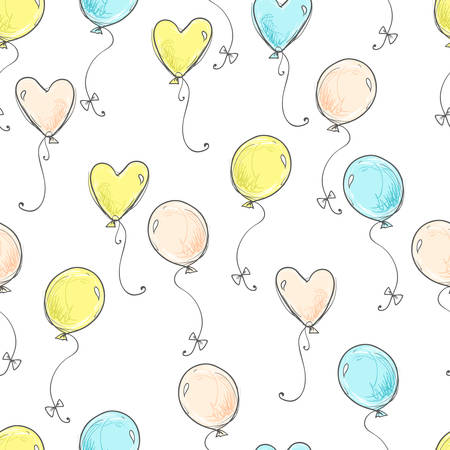 Seamless vector pattern. Scrapbooking, background, wrapping paper. Air balloons fly Pastel colorsのイラスト素材