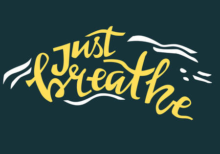 Yoga vector lettering. Just breath. Flat minimalist style.のイラスト素材
