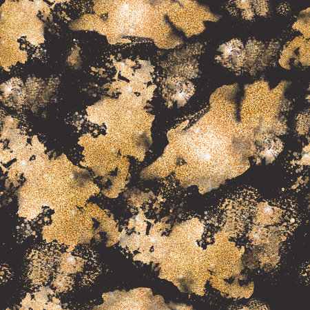 Seamless pattern with golden stains on the black background.