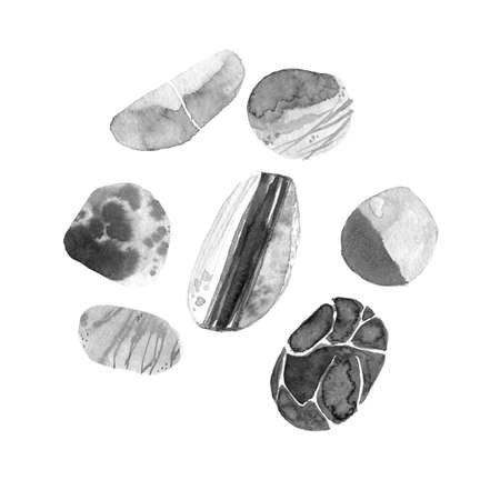 Sumi-e ink painting stones. Minimalism zen style.の写真素材